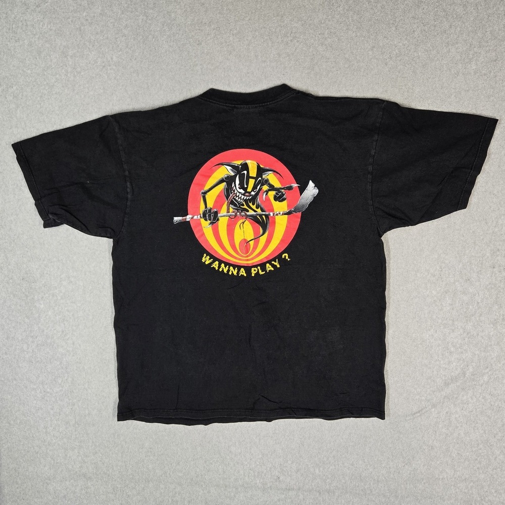 Asphalt Assault Men Shirt Black Graphic Devil Hockey Tee Logo